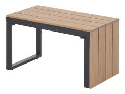 Lounge modular de jardim em alumínio: 2 sofás e uma mesa de centro - Antracite com almofadas bege - BAMBAÏA de MYLIA