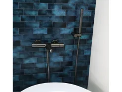 Luisa Base de duche combinada de 3 peças em ouro escovado em cinzento metalizado Essebagno
