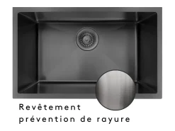 Luisa lava-loiça 1 cuba grande 76x45 em aço inoxidável cinzento gun metal Essebagno