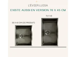 Luisa lava-loiça 1 cuba grande 76x45 em aço inoxidável cinzento gun metal Essebagno
