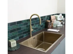 Luisa lava-loiça 1 cuba grande 76x45 em aço inoxidável dourado escovado Essebagno