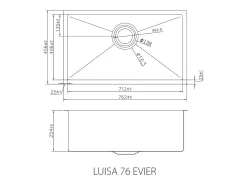 Luisa lava-loiça 1 cuba grande 76x45 em aço inoxidável dourado escovado Essebagno