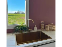 Luisa lava-loiça 1 cuba grande 76x45 em aço inoxidável dourado escovado Essebagno