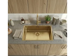 Luisa lava-loiça 1 cuba grande 76x45 em aço inoxidável dourado escovado Essebagno