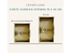 Luisa lava-loiça 1 cuba grande 76x45 em aço inoxidável dourado escovado Essebagno