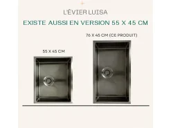 Luisa lava-loiça 1 cuba 55x45 em aço inoxidável cinzento gun metal Essebagno