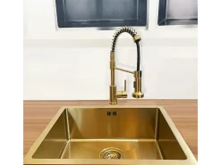 Luisa lava-loiça 1 cuba 55x45 em aço inoxidável dourado escovado Essebagno