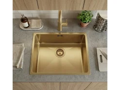 Luisa lava-loiça 1 cuba 55x45 em aço inoxidável dourado escovado Essebagno