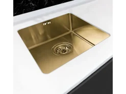 Luisa lava-loiça 1 cuba 55x45 em aço inoxidável dourado escovado Essebagno