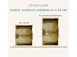 Luisa lava-loiça 1 cuba 55x45 em aço inoxidável dourado escovado Essebagno
