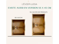Luisa lava-loiça individual 1 cuba 55x45 em aço inoxidável cobre escovado Essebagno
