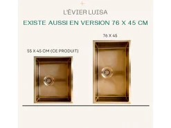 Luisa lava-loiça individual 1 cuba grande 76x45 em aço inoxidável cobre escovado Essebagno