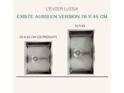 Luisa Lavatório 1 cuba individual grande 76x45 em aço inoxidável Essebagno
