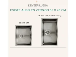 Luisa Lavatório 1 cuba individual 55x45 em aço inoxidável Essebagno