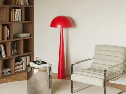 Luminária de pé cogumelo em metal, D. 50 x A.147 cm, Vermelho brilhante, RANDALL