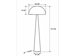 Luminária de pé cogumelo em metal, D. 50 x A.147 cm, Vermelho brilhante, RANDALL
