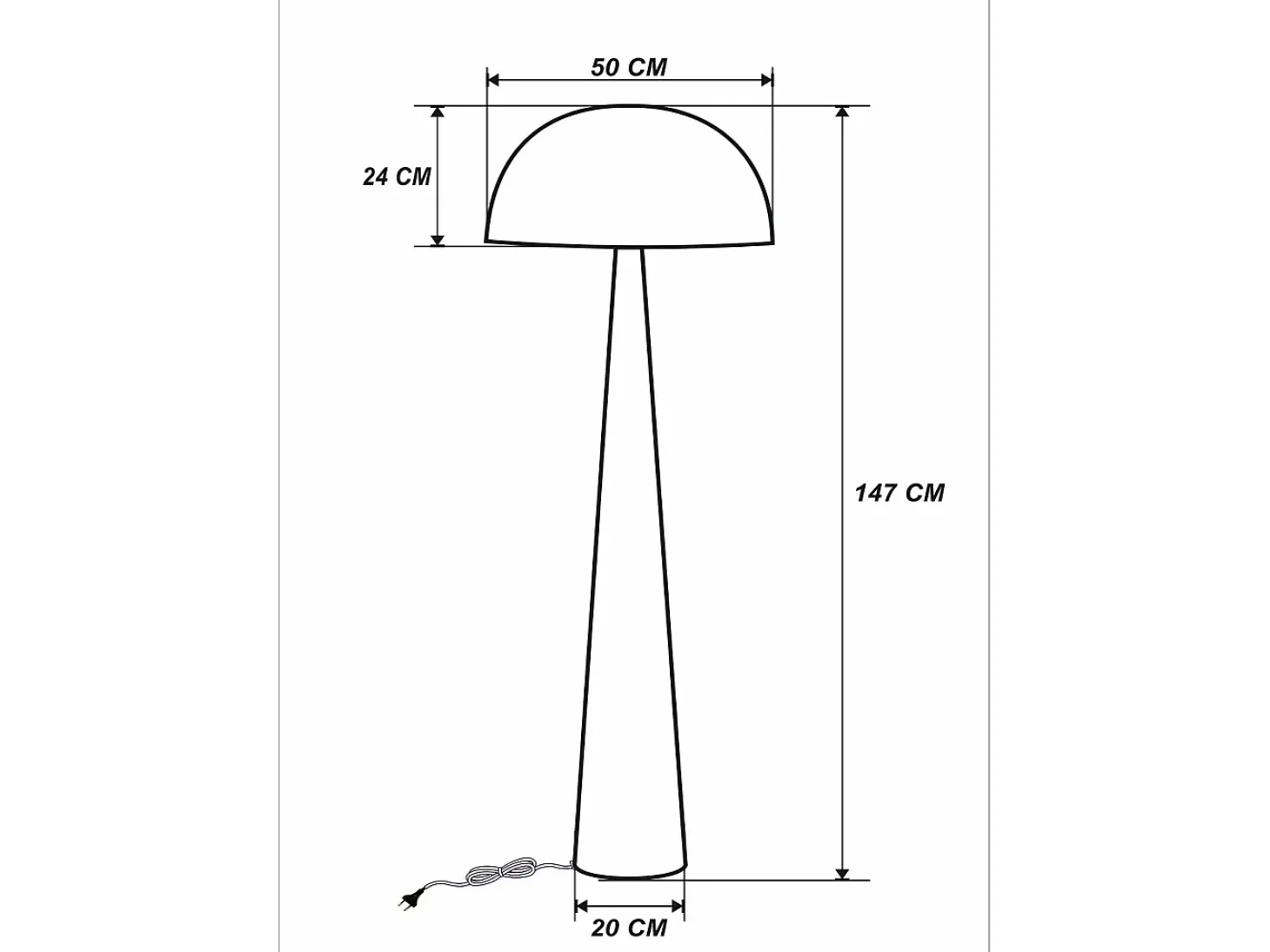 Luminária de pé cogumelo em metal, D. 50 x A.147 cm, Vermelho brilhante, RANDALL