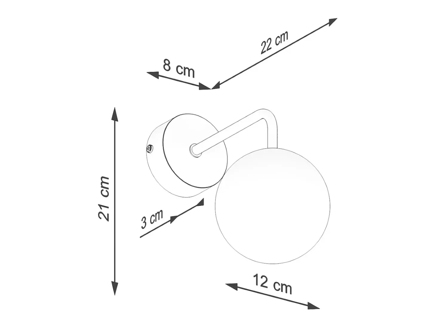 Luminária de parede Bealy minimalista, aço/vidro - 1 fontes de luz 4000K - L.10 x H.21 cm - preto/branco