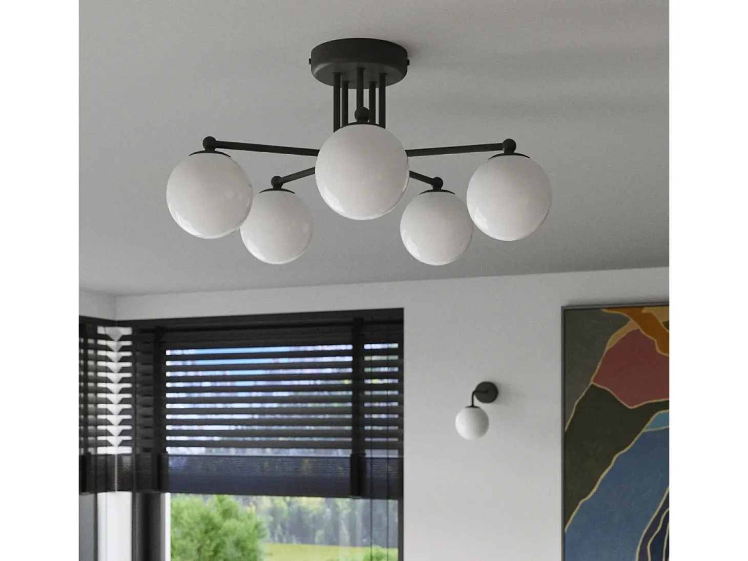 Luminária de parede Bealy minimalista, aço/vidro - 1 fontes de luz 4000K - L.10 x H.21 cm - preto/branco