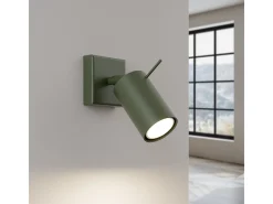 Luminária de parede Briix moderno, aço - 1 fontes de luz 4000K - L.8 x H.8 cm - verde oliva
