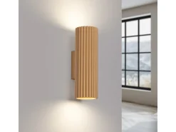 Luminária de parede Gloow minimalista, alumínio - 2 fontes de luz 4000K - L.6.5 x H.20 cm - dourado