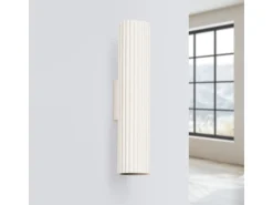 Luminária de parede Gloow minimalista, alumínio - 2 fontes de luz 3000K - L.6.5 x H.30 cm - bege