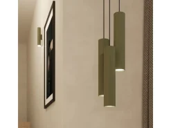 Luminária de parede Toris sótão, aço - 2 fontes de luz 4000K - L.6 x H.30 cm - verde oliva