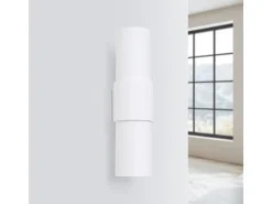 Luminária de parede Torow minimalista, aço - 2 fontes de luz 3000K - L.10 x H.37 cm - branco