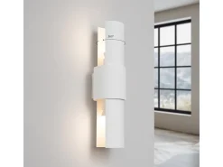 Luminária de parede Torow minimalista, aço - 2 fontes de luz 3000K - L.10 x H.37 cm - branco