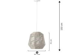 Luminária de teto Akina de papel trançado, diâmetro 31 cm.