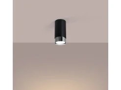 Luminária de teto Alvor moderno, aço - 1 fontes de luz 4000K - L.6 x H.12.5 cm - preto/cromo