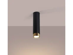 Luminária de teto Alvor moderno, aço - 1 fontes de luz 4000K - L.6 x H.22.5 cm - preto/dourado