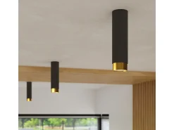 Luminária de teto Alvor moderno, aço - 1 fontes de luz 4000K - L.6 x H.22.5 cm - preto/dourado