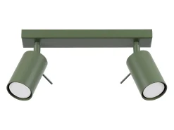 Luminária de teto Briix moderno, aço - 2 fontes de luz 3000K - L.30 x H.17 cm - verde oliva