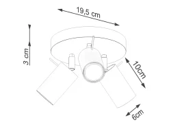 Luminária de teto Briix moderno, aço - 3 fontes de luz 3000K - L.19.5 x H.18.5 cm - bege