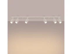 Luminária de teto Gloow minimalista, alumínio - 6 fontes de luz 4000K - L.117 x H.16.5 cm - bege