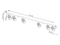 Luminária de teto Gloow minimalista, alumínio - 6 fontes de luz 4000K - L.117 x H.16.5 cm - bege