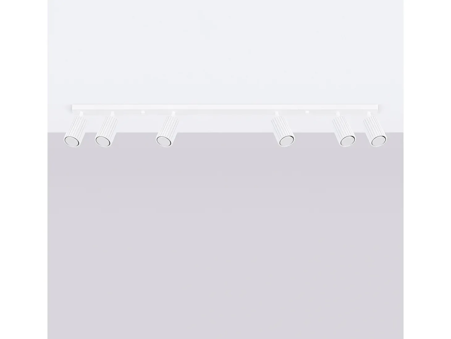 Luminária de teto Gloow minimalista, alumínio - 6 fontes de luz 3000K - L.117 x H.16.5 cm - branco