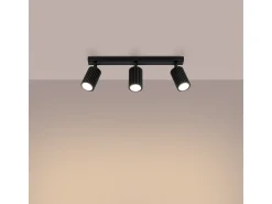 Luminária de teto Gloow minimalista, alumínio - 3 fontes de luz 4000K - L.45 x H.16.5 cm - preto