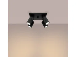 Luminária de teto Gloow minimalista, alumínio - 4 fontes de luz 4000K - L.25 x H.16.5 cm - preto