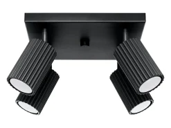 Luminária de teto Gloow minimalista, alumínio - 4 fontes de luz 4000K - L.25 x H.16.5 cm - preto