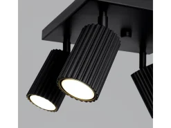 Luminária de teto Gloow minimalista, alumínio - 4 fontes de luz 4000K - L.25 x H.16.5 cm - preto