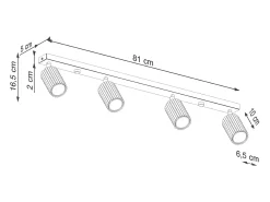 Luminária de teto Gloow minimalista, alumínio - 4 fontes de luz 4000K - L.81 x H.16.5 cm - branco
