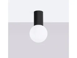 Luminária De Teto Halo Moderno, Alumínio/Vidro - 1 Lichtbronnen - L.12 X H.21 Cm - Preto