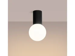 Luminária De Teto Halo Moderno, Alumínio/Vidro - 1 Lichtbronnen - L.12 X H.21 Cm - Preto