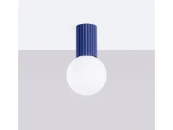 Luminária De Teto Halo Moderno, Alumínio/Vidro - 1 Lichtbronnen - L.12 X H.21 Cm - Ultramarino