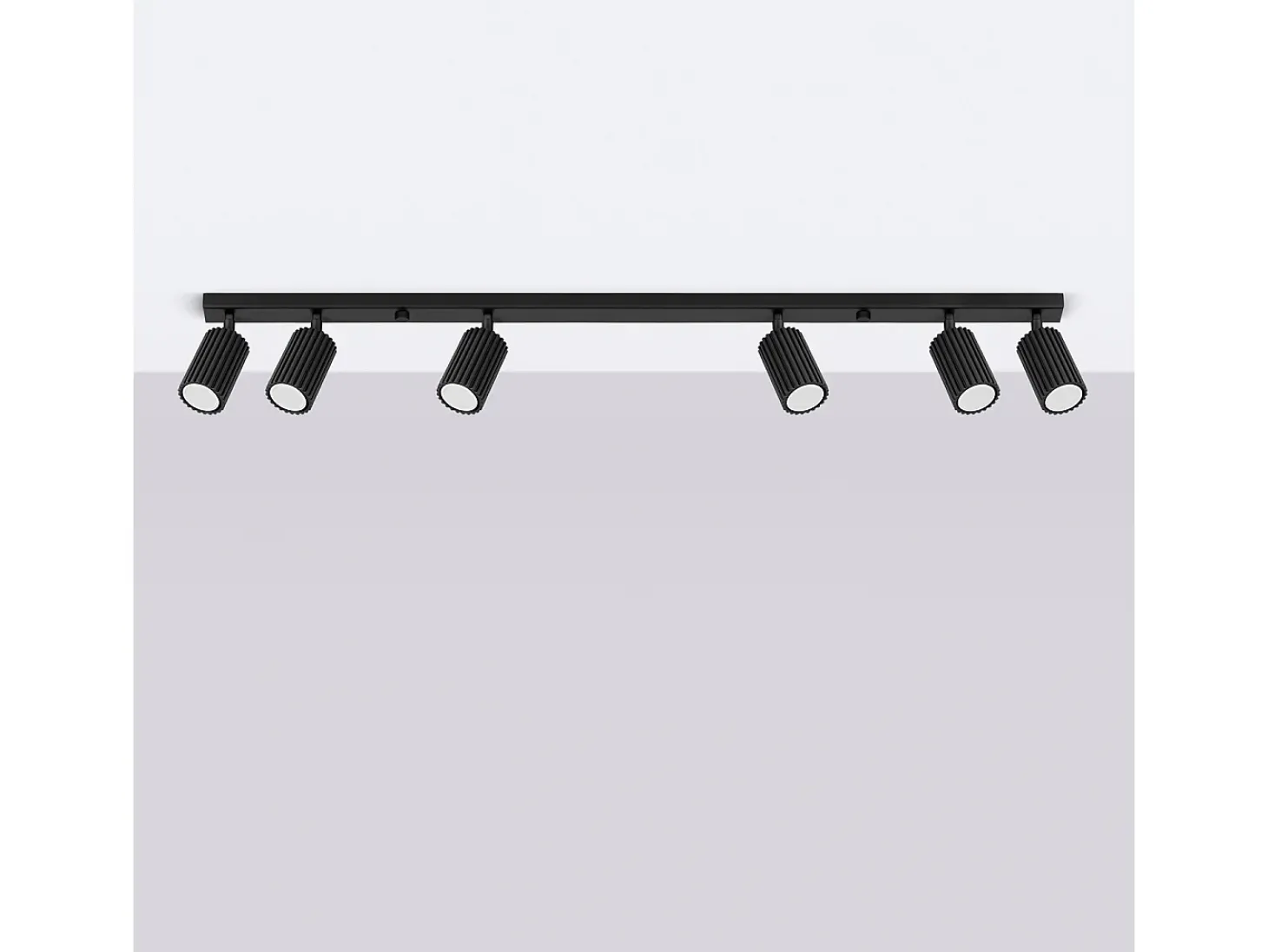 Luminária De Teto Karbon Minimalista, Alumínio - 6 Lichtbronnen - L.117 X H.16.5 Cm - Preto
