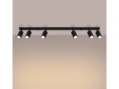 Luminária De Teto Karbon Minimalista, Alumínio - 6 Lichtbronnen - L.117 X H.16.5 Cm - Preto