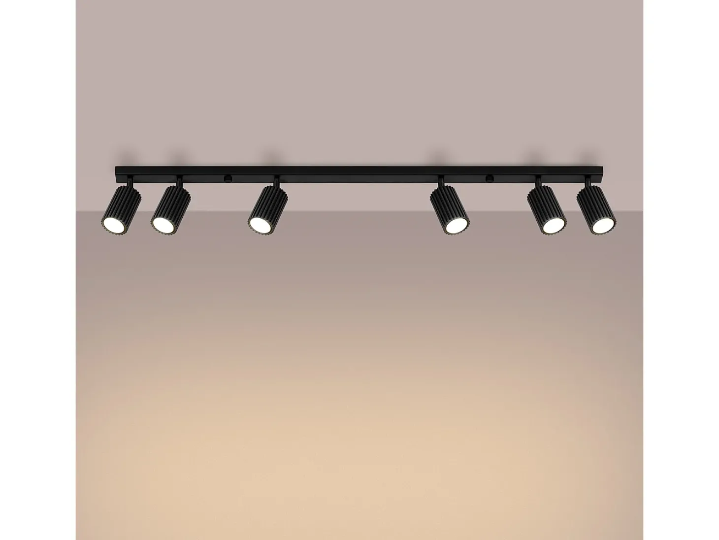 Luminária De Teto Karbon Minimalista, Alumínio - 6 Lichtbronnen - L.117 X H.16.5 Cm - Preto