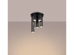 Luminária de teto Toris moderno, aço - 5 fontes de luz 4000K - L.25 x H.33 cm - preto